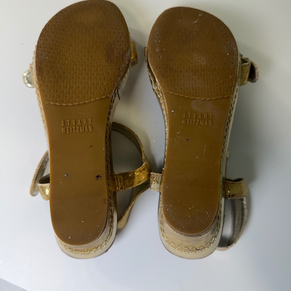 Stuart Weitzman Metallic Gold‎ Wedge Sandals Buckle Straps Size 4 US 36 Euro - Picture 10 of 10